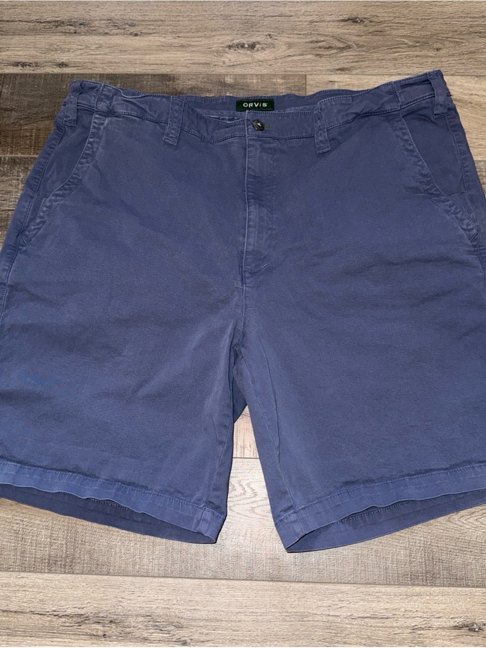 Orvis Men's Deep Blue Flat Front Cotton Shorts